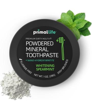 2 Pack of Primal: Life Organics! - Dirty Mouth Toothpowder Activated Charcoal Tooth Cleaning Powder Essential Oils with Kaolin & Bentonite Clay Organic Whitening Spearmint 1 oz +LuxProdX Sticker - Buy Online on GoSupps.com