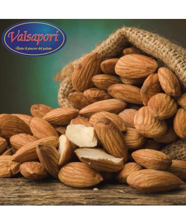HOME LINE Valsapori - TOASTED ALMONDS - 200g pack - Origin: Sicily | Shelled roasted and salted Italian almonds - Dried fruit snack a source of calcium phosphorus and magnesium - Buy Online on GoSupps.com