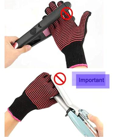 2 Pcs Heat Resistant Gloves for Hair Styling - Silicone Bump, Pink Edge - Curling, Flat Iron, Styling Tools - Buy Online on GoSupps.com