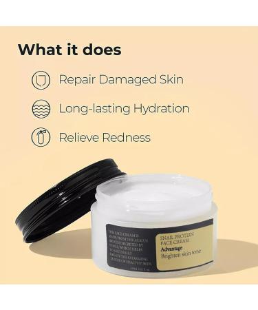 Snail Mucin Essence Snail Face Cream Anti Wrinkle Face Cream Hydrating Hyaluronic Acid Serum for Face Skin Care Day & Night Face Cream with Brightening & Lifting & Anti Wrinkle - Buy Online on GoSupps.com