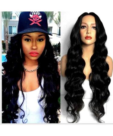 BGHJUE African Wig Black Big Wave Lace Front Human Hair Wigs Brazilian Straight Wig Pre Plucked Hairline With Baby Hair Lace Wig