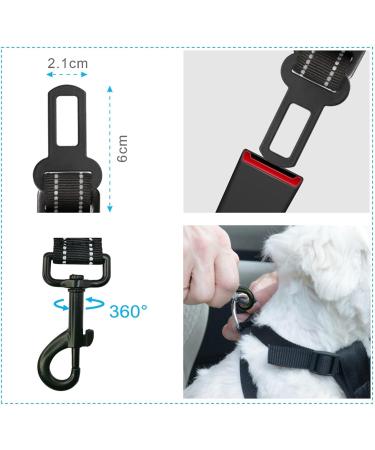Easeria Premium Dog Car Safety Belt - Adjustable Elastic Dog Seatbelt for Small & Medium Dogs (50-70-87cm) - 2 Pieces in Black - Buy Online on GoSupps.com