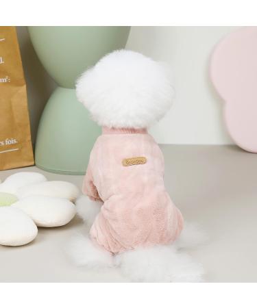 Izefia Dog Sweater | Fleece & Wool Winter Pajama for Small & Medium Dogs | Warm Twist Print Overall | Pink - 25 cm Back Length - Buy Online on GoSupps.com