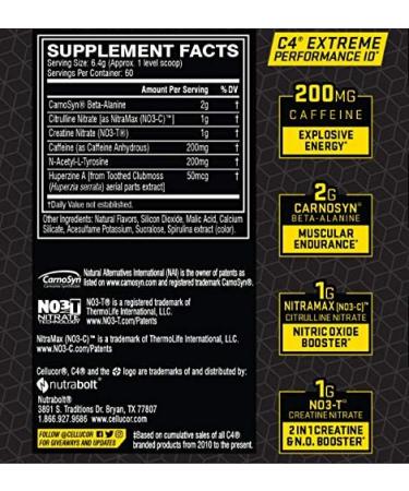 C4 Extreme Pre Workout Powder Icy Blue Razz - Energy Supplement for Men & Women - 200mg Caffeine, Beta Alanine, Creatine - 60 Servings - Buy Online on GoSupps.com