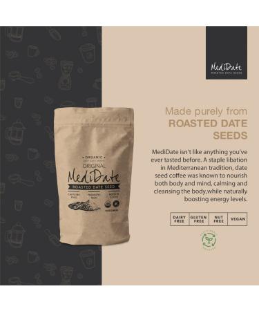 MEDIDATE Roasted Date Seed Coffee Alternative - Natural Prebiotics, Polyphenols, Caffeine & Acid Free - 12 oz. / 25 Servings - Buy Online on GoSupps.com