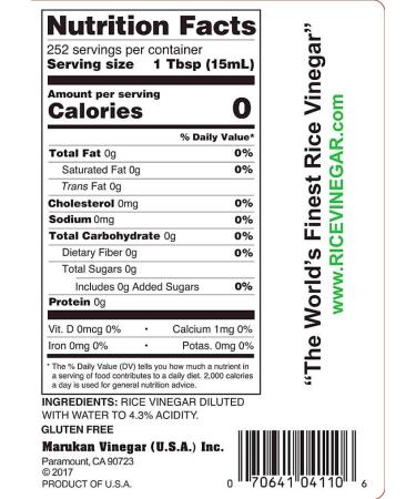 Marukan Genuine Brewed Rice Vinegar 1 Gallon - 128 Fl Oz (Pack of 1) - Buy Online on GoSupps.com