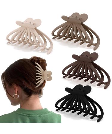 Canitor 4.9 Extra Large Hair Clips Claw Clips for Thick Hair 4Pcs Big Claw Clips Hair Clips for Women Girls Neutral Color Matte Jumbo Hair Claw Clips Non-slip Jaw Clips Mother's Day Gifts 01-Neutral
