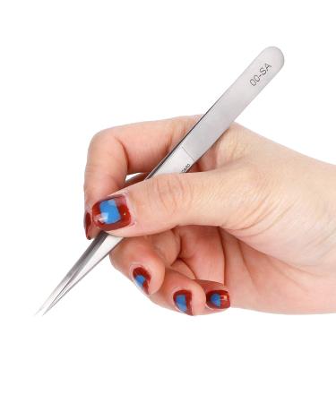 Stainless Steel Lash Tweezers for Individual Eyelash Extensions - Straight Thin Tip False Lash Application Tool (00-SA 13.5cm) - Buy Online on GoSupps.com