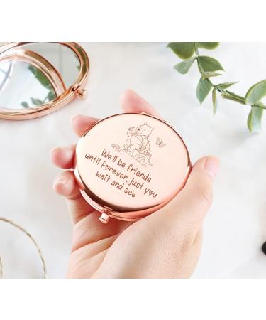 LRUIOMVE Funny Rose Gold Engraved Travel Makeup Mirror - Ideal Gift for Women, Friends, Sisters - Compact Pocket Cosmetic Mirror - Buy Online on GoSupps.com