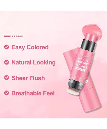 Erinde Cream Blush Stick with Brush - Lightweight Pink Blush for Cheeks, Waterproof & Long-lasting 3-in-1 Makeup Stick - Milk Tea Pink - Buy Online on GoSupps.com