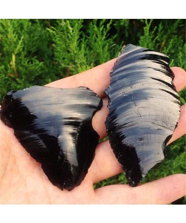 2 Piece Natural Obsidian Rough Rough/raw Stone Crystal Surface Very Shiny Beautiful (Color: 30g-40g Size: 2pcs) ERTEYIN