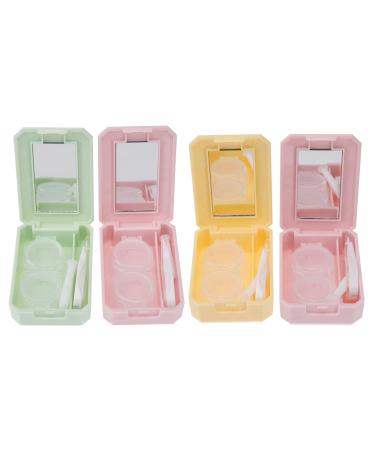Minkissy 4PCs portable contact box with mirror tweezers remover tool waterproof contact lenses storage boxes eye contact lenses case portable eye kit boxing for daily