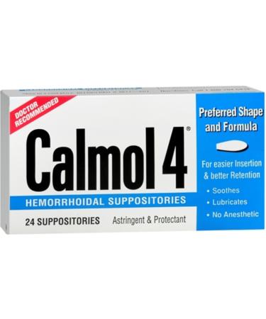 Calmol 4 Hemorrhoidal Suppositories 24 Each (Pack of 2)