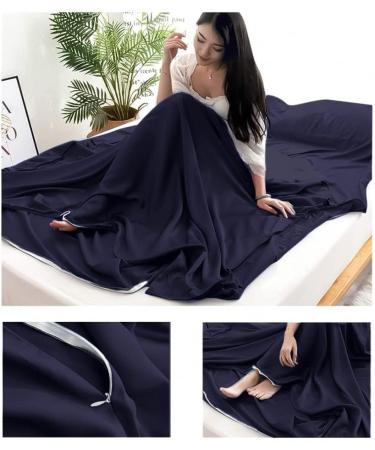 Lightweight Compact Sleeping Bag Liner | Portable Travel Sheet for Camping & Hiking | 82.7 x 70.9 Dark Blue - Buy Online on GoSupps.com