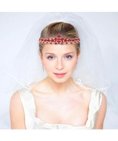 Minkissy Wedding Bridal Rhinestone Headpiece | Crystal Crown Headband Decoration for Bride (White/Red) - Shop Now! - Buy Online on GoSupps.com