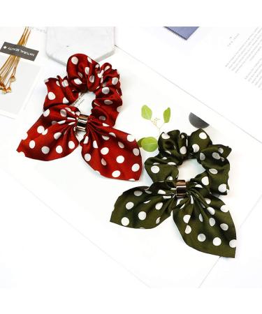 Lurrose 4pcs Bunny Ears Hair Scrunchies - Elastic Retro Hair Ties for Girls (White Black Army Green Caramel) | International Shipping Available - Buy Online on GoSupps.com