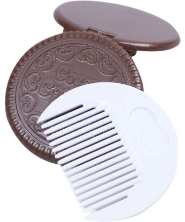 Myhoomowe 1x Cute Cookie Shaped Design Mirror Makeup Comb Brown - Buy Online on GoSupps.com