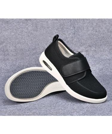 Women's Relief Diabetic Shoes - Summer Extra Wide Width Walking Sneakers with Adjustable Strap for Swollen Feet - Size 12 Black - Buy Online on GoSupps.com