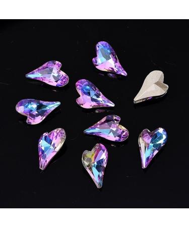 9X14Mm 10Pcs Crooked Strass Heart Magic Ab Pointed Bottom Medium Glass Crystal Pear Nail Stone Beads Diy Nail Accessories - Buy Online on GoSupps.com