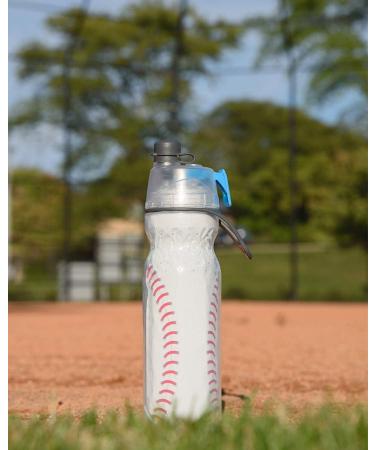 O2COOL Mist 'N Sip Misting Water Bottle 2-in-1 Function | No Leak Pull Top Spout | 20 oz Reusable Sports Water Bottle (Baseball) - Buy Online on GoSupps.com