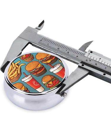Portable Metal Pill Box - Burgers & Fries Design 3-Compartment Mini Case for Travel Ideal for Small Pills - Buy Online on GoSupps.com