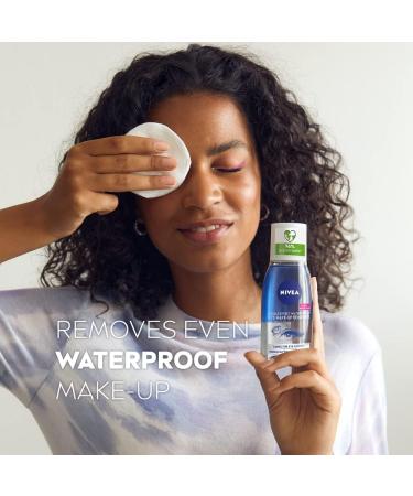 NIVEA Double Effect Waterproof Eye Make-Up Remover (125 ml) with Cornflower Extract and Biotin - Daily Face Cleanser for Makeup and Mascara - Buy Online on GoSupps.com