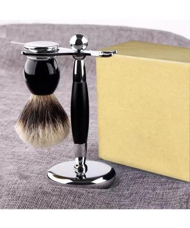 Premium HRTC Men's Shaving Brush Set | Pure Silberspitz Dachshaar | Stainless Steel Resin Handle | Ideal Gifts | 9.5x16cm Silver - Buy Online on GoSupps.com