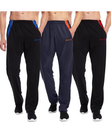 ZENGVEE 3 Pack Mens Polyester Sweatpants with Pockets Large 1 0430 Red Blue Navy 3 Pcs