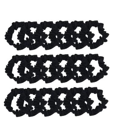 Set of 24 Black Satin Hair Scrunchies for Women Elastic Hair Ties Small Hair Bobbles Fabric Hair Bands Ponytail Holder Girls Hair Accessories