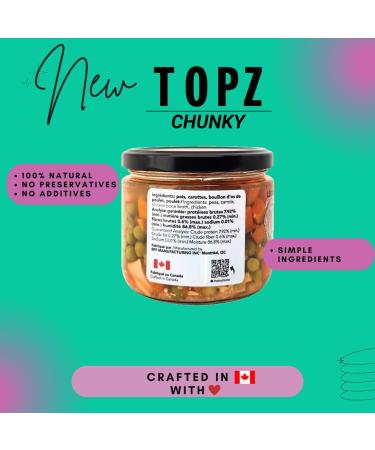 TOPZ Dog Food Chunky Chicken & Veggies Broth Kibble Topper -100% Natural Dog Food Topper in Chicken Bone Broth with vegtables for Picky Eaters -No Preservatives-All Natural Dog Treat & Mix-in (3-Pack) - Buy Online on GoSupps.com