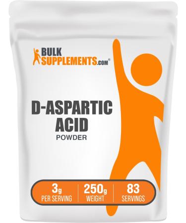 BulkSupplements.com D-Aspartic Acid Powder - D-Aspartic Acid Supplement for Men Unflavored Amino Acid - Pure & Gluten Free 3g per Serving 250g (8.8 oz) (Pack of 1) 8.8 Ounce (Pack of 1)