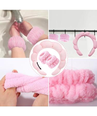 Spa Headband Wristbands and hairpin Terry Cloth Headband Soft Sponge Headband Makeup Headband Puffy Shower Hair Accessory for Skincare Face Washing Makeup Removal Shower Facial Mask(Pink) - Buy Online on GoSupps.com