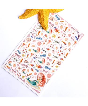 Summer Nail Art Sticker Set - Ocean Style Metal Stud Charm for Acrylic Nails - Buy Online on GoSupps.com