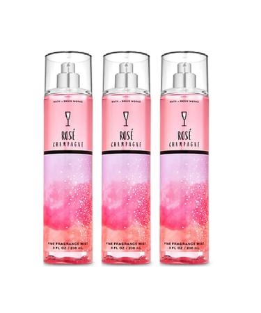 Bath and Body Works Signature Collection Fragrance Mist Perfume Spray 8 Ounce Pack Of 3 (Rose Champagne)