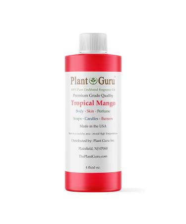 Tropical Mango Fragrance Oil 4 fl. oz. Scented Oil for DIY Soap Making Candles Bath Bombs Body Butters. Used in Aromatherapy Diffusers Burners and Warmers. Great Addition to Lotions and Creams.