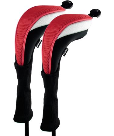 Andux 4pcs Long Neck Golf Hybrid Club Head Covers - Red CTMT-02 - Interchangeable Tags - Buy Online on GoSupps.com