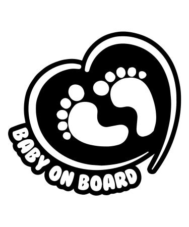 Totomo Baby on board stickers-funny cute safety-preferential pull-down sign for car windows and bumpers-footprint in Heart Ali-038 14x14 cm (1 Pack) 10.Footprint in Heart sticker