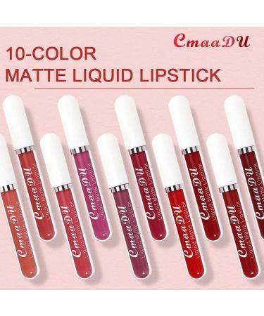 10Pcs Liquid Matte Lipstick Set for Dark Skin Women - Long-Lasting Matte Lipstick Pack - Original 24 Hour Formula - Dark Red Shades - 10 Count - Buy Online on GoSupps.com