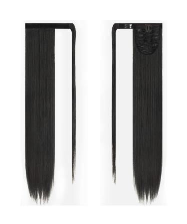 JJstar 70 cm Long Straight Ponytail Hairpiece - Synthetic Hair Extension Braid for Women & Girls - Jet Black - Buy Online on GoSupps.com