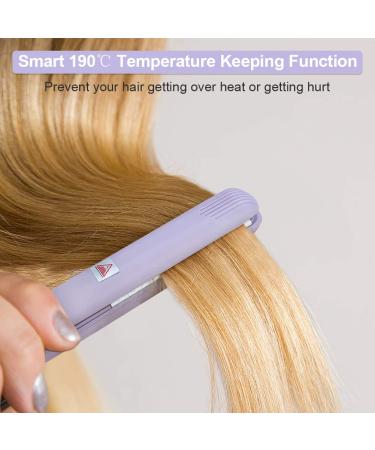 Mini Hair Straightener & Curling Iron - 2 in 1 Ceramic Flat Iron for All Hair Types - Tourmaline & Titanium Heating Plate (Purple - Buy Online on GoSupps.com