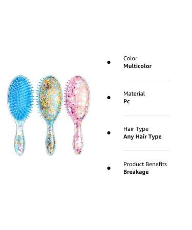 Kids Wet Hair Brush Set - 2 Confetti Glitter Detanglers for Girls | Soft Bristles Massage Brush | Ideal Christmas Holiday Gift (Bunny and Unicorn) - Buy Online on GoSupps.com