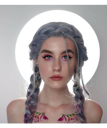 Xiweiya 24" Multi-Color Lace Front Wig - Ombre Grey to Purple Rainbow Heat Resistant Perfect for Parties & Drag Queens - Buy Online on GoSupps.com