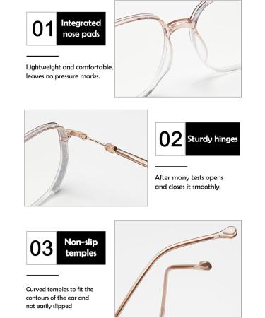 Koosufa Quadratic Anti Blue Light Reading Glasses - Ultra Light Metal Frame Stylish Glitter Design for Men & Women - Available in Multiple Strengths (0 to 4.0) - Reduce Eye Fatigue - Buy Online on GoSupps.com