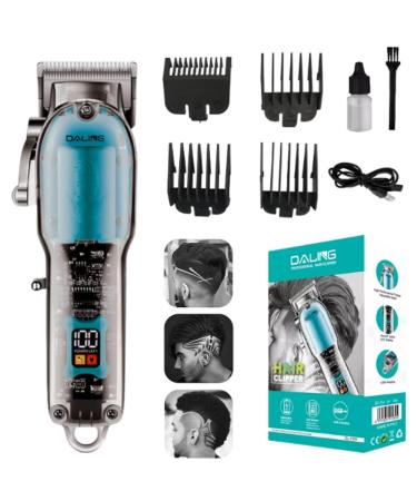 HUG PUPPY DALING PROFESSIONAL LED Display Hair Trimmer Retro Oil Head Electric Clipper Hair for Men Barber Tool Rechargeable Hair Clipper (Blue)