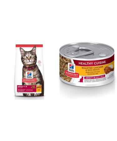 Hill's Science Diet Adult Dry Cat Food Chicken Recipe + Adult Healthy Cuisine Canned Cat Food 7.25 kg (Pack of 1) Cat Food + Wet Cat Food 2.8 oz