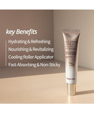 Farmstay Rice & Bifida Premium Rolling Eye Serum with Niacinamide Dark Spot Remover Correcting Cooling & Soothing Eye Cream for Puffy for Women & Men Korean Skin Care 0.84 fl. oz. - Buy Online on GoSupps.com