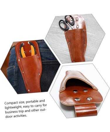 PopetPop 3-Part Garden Scissors Set - Clip-On Leather Salon Scissors with Holder | Optimal for Gardening | Light Brown | 23.2x8cm | 3pcs - Buy Online on GoSupps.com