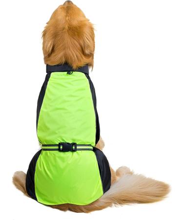 Ranphy Waterproof Hundersmantel for Medium & Large Dogs | Reflective Breathable Rain Jacket with Abdominal Protection | Ultra-Light Dachshund & Labrador Dog Coat - 5XL Green & Black - Buy Online on GoSupps.com