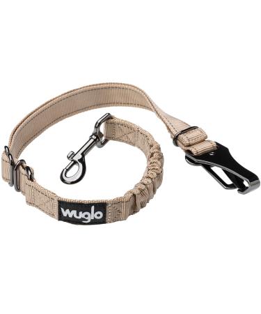 Wuglo 30-95cm dog belt for the car - dogs buckling belt for child safety seat - hook bar & security belt snap - adjustable universal dog snapshot (beige)