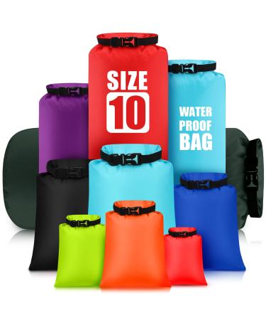 10 Pcs Waterproof Dry Bags Ultralight Dry Sacks Stuff Sacks for Backpacking Outdoor Dry Sacks Keep Gear for Kayaking Boating Hiking Backpacking (Mixed Colors 1.5 2.5 3 3.5 5 8 12 15 20 75L) Mixed 1.5 2.5 3 3.5 5 8 12 15 20 75L